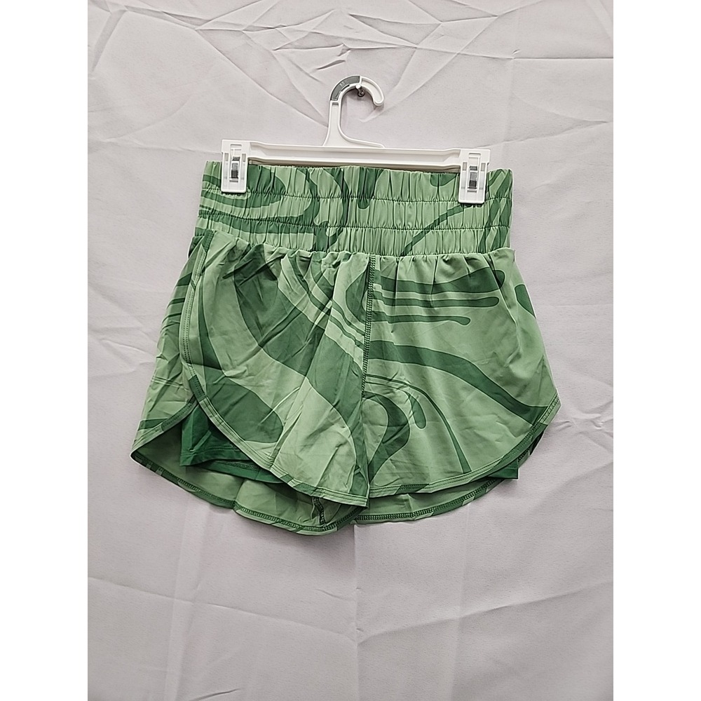 Vitality Green Botanical Athletic High Rise‎ Shorts - Small